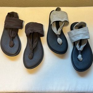 Sanuk sandals in grey and brown